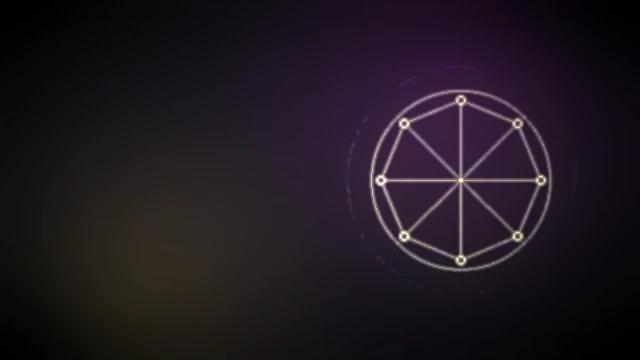 Engraved attribute rune wheel on a dark parchment planning board